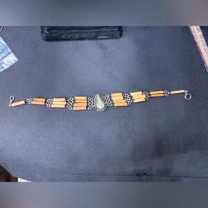 Bamboo wood and silver wire-work Bracelet